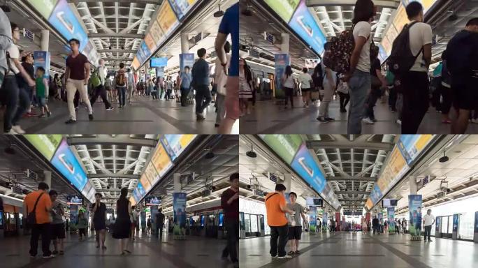 时间流逝的人们在曼谷地铁站旅行