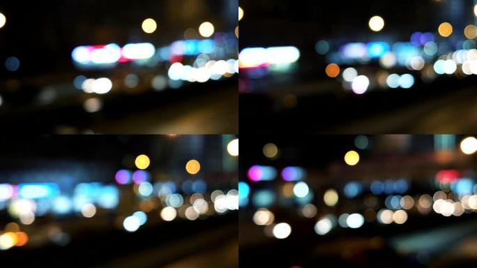 中国北京夜间驾驶的散焦视图 (驾驶/工艺板)