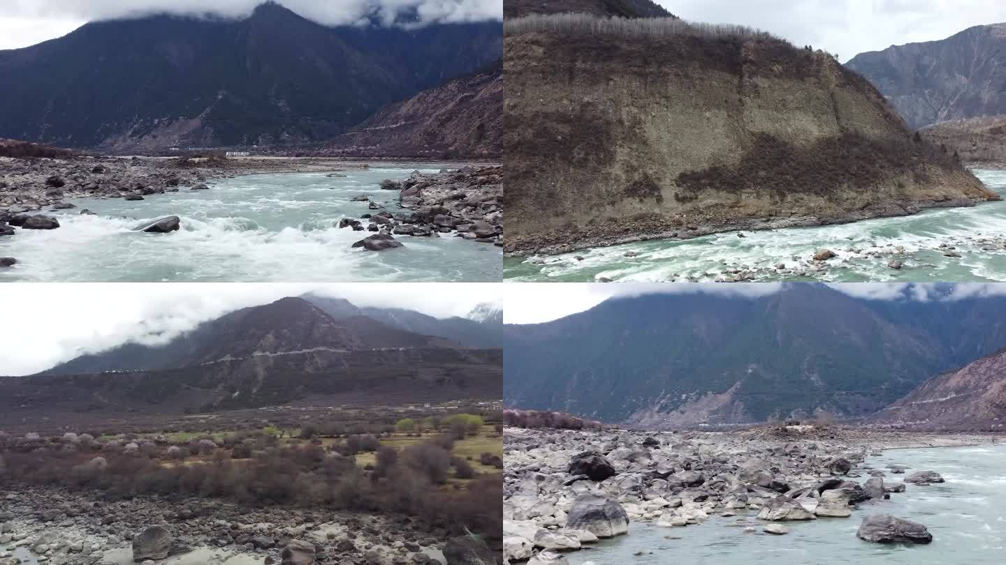 航拍西藏大峡谷山川河流