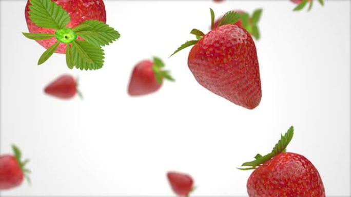 掉落的草莓背景新鲜草莓