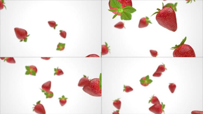 掉落的草莓背景新鲜草莓