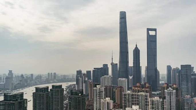 中国上海/上海市中心的T/L WS HA ZO鸟瞰图
