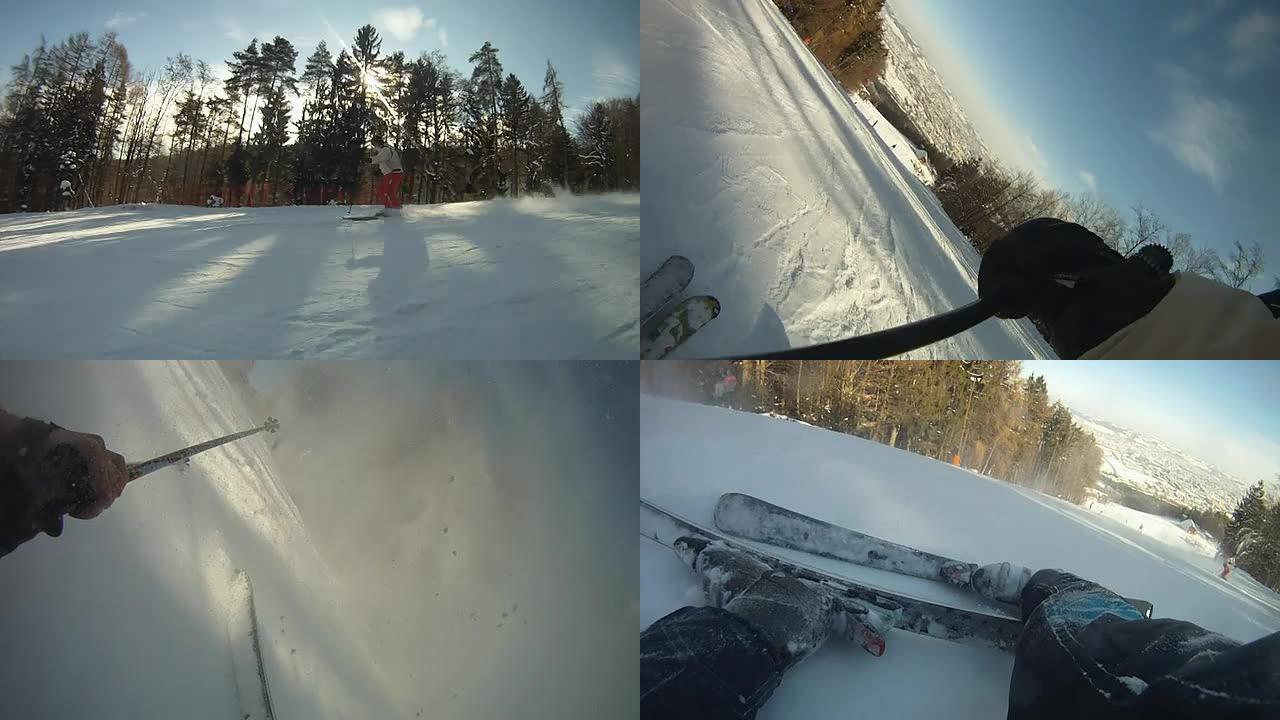 HD：滑雪事故滑雪滑冰雪运动冬天体育