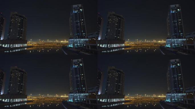 迪拜运河夜景宣传空镜夜色