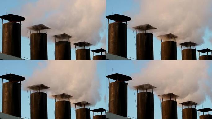 来自加热站的蒸汽烟囱污染废气排放变暖化工
