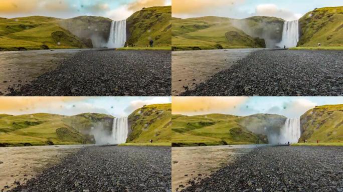 冰岛Skogafoss瀑布的T/L游客