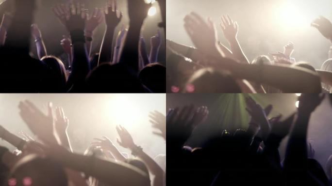 音乐会上的人群音乐会欢呼人群举手