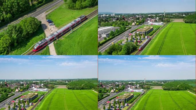 空中: 火车火车行驶城市列车德国风光