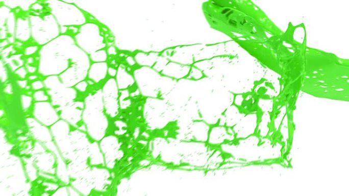 慢动作绿色油漆飞溅