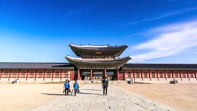 4K，韩国景福宫的延时游客