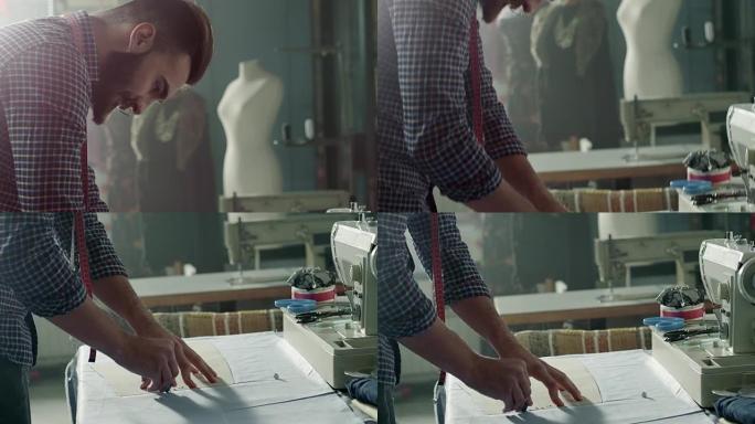 纺织材料裁缝绘图国外服装设计师外国人男人