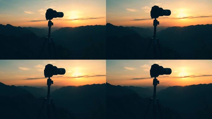 日落山上的相机