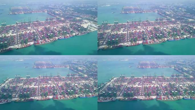 新加坡码头和集装箱的鸟瞰图
