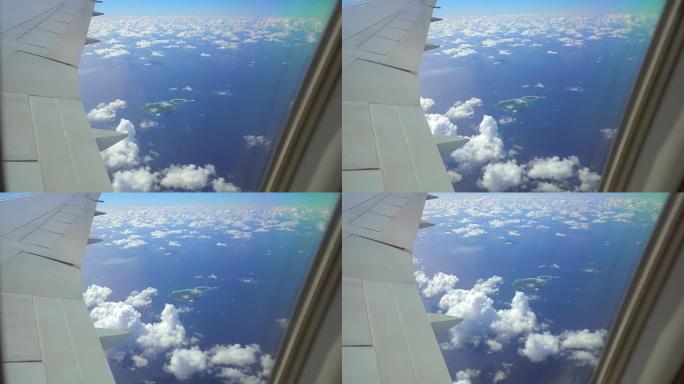 从飞机窗口看热带岛屿