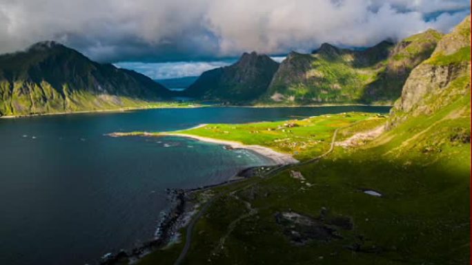 挪威罗弗滕群岛的空中海岸线