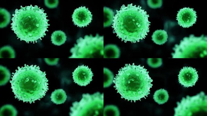 T细胞或病毒漂浮在绿色