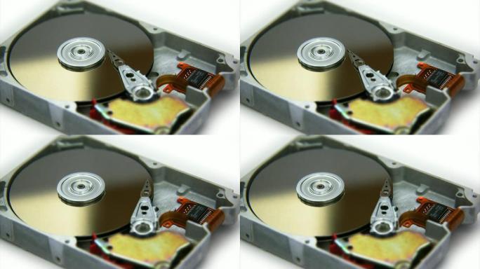 计算机硬盘机械磁盘特写镜头素材