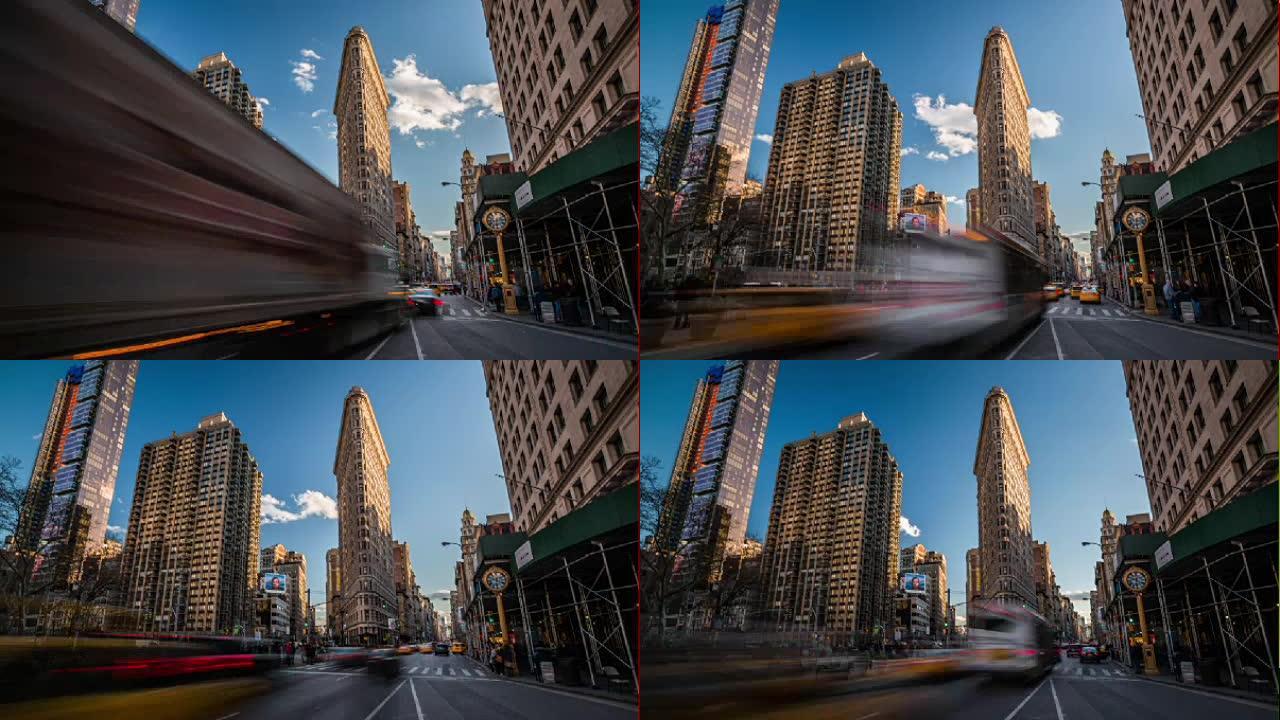 时间流逝: 美国纽约Flatiron大楼的交通