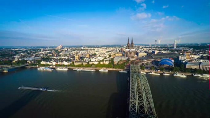 空中: 德国科隆德国桥梁建筑莱茵河