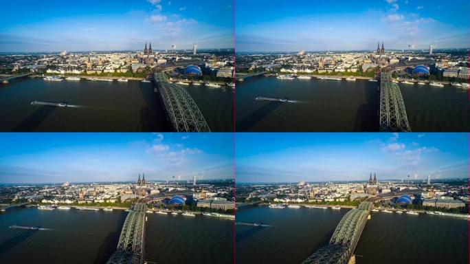 空中: 德国科隆德国桥梁建筑莱茵河
