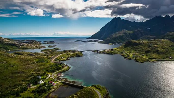 挪威罗弗滕群岛的空中北陆海岸线