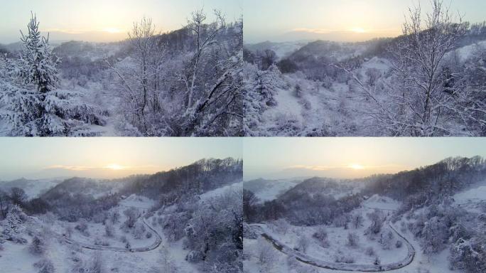 高清直升机: 白雪皑皑的风景