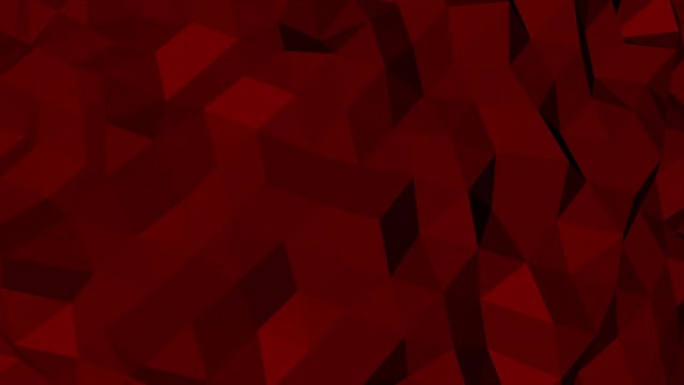 抽象红色和黑色几何三角形多边形背景在无尽循环，4K(UHD)