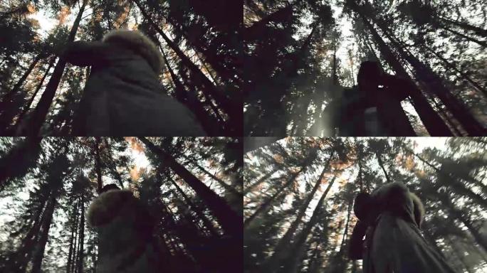 在森林中惊恐发作的女人