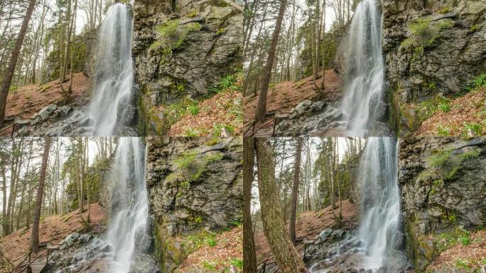 森林中瀑布的T/L 8K镜头