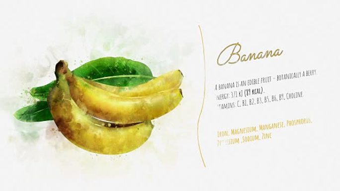一张精美的动画卡片，上面有关于香蕉的信息