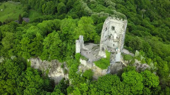 德国Drachenfels城堡的航拍