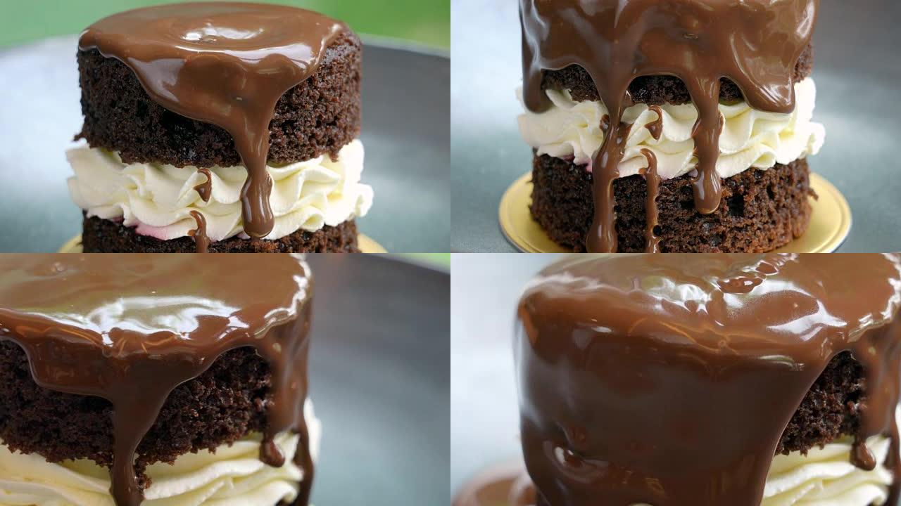 2张融化的巧克力蛋糕