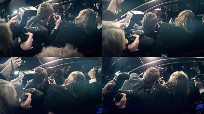 红地毯上的演员记者拍摄背影记者采访