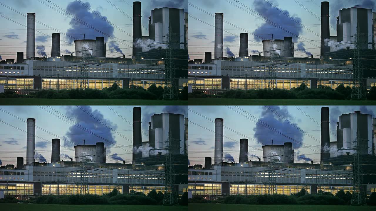 夜间发电站烟囱污染废气排放石化油化工火电