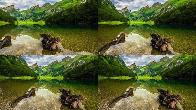 相机平移: Seealpsee，欧洲阿尔卑斯山