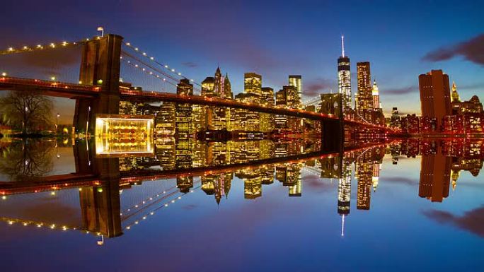 纽约布鲁克林大桥晚上