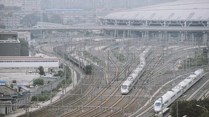 火车站的鸟瞰图，北京，中国
