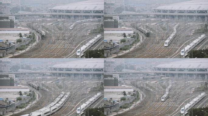 火车站的鸟瞰图，北京，中国