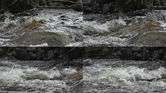 慢速运动：快速河流空镜水流特写地下水源