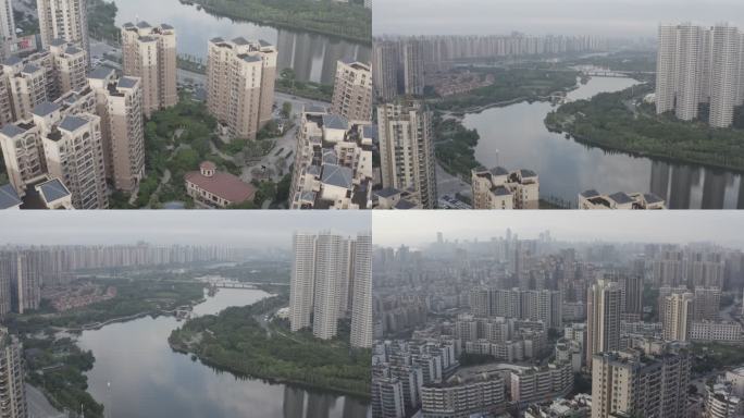 广东省惠州市惠州航拍金山湖公园