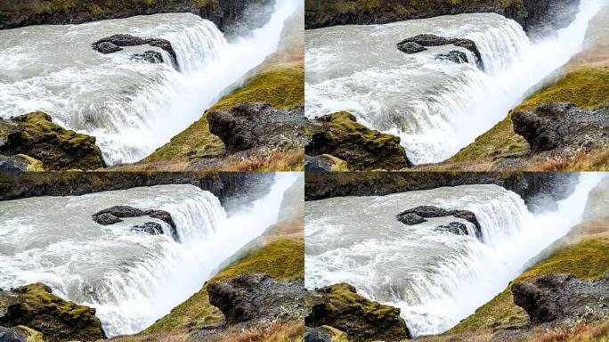 冰岛Gullfoss瀑布的慢动作
