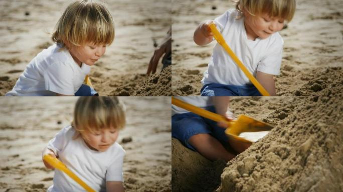 玩沙子的孩子玩沙子的孩子沙滩