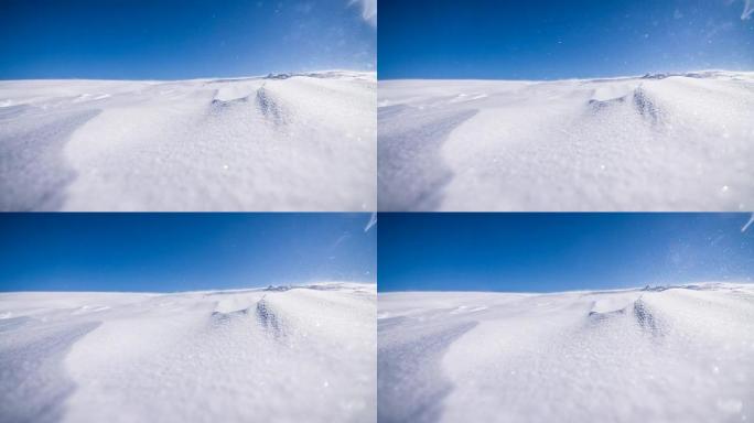 风吹雪洁白雪花雪景寒冷