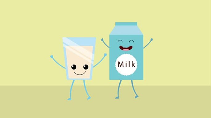 卡哇伊食品卡通牛奶盒动画