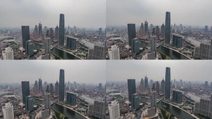延时-天津天际线的高角度视图 (平移)