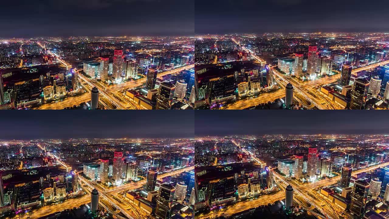 延时 -- 北京天际线夜间鸟瞰图 (平移)