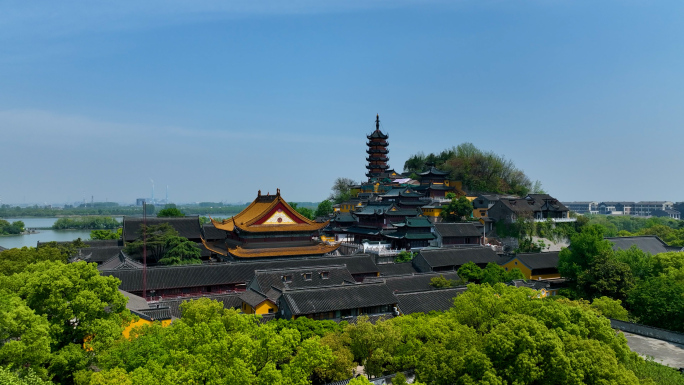 镇江金山寺航拍 金山公园