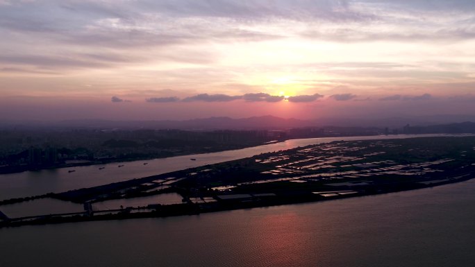 船只 湖 夕阳