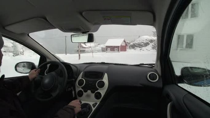 冬季驾驶驾车雪地雪天行车视频素材