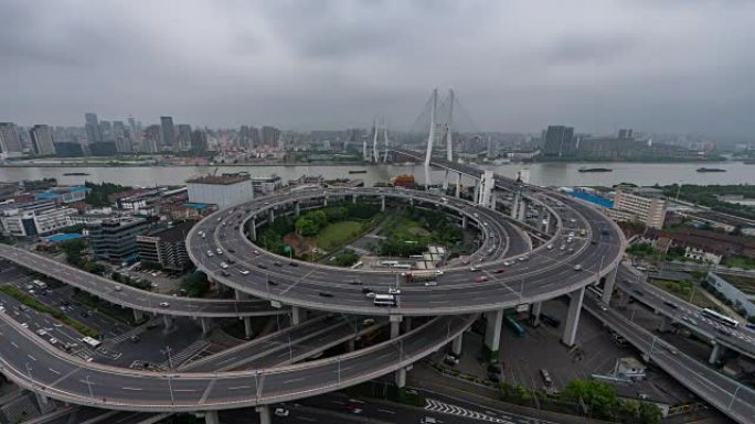 延时 -- 上海繁忙路口鸟瞰图